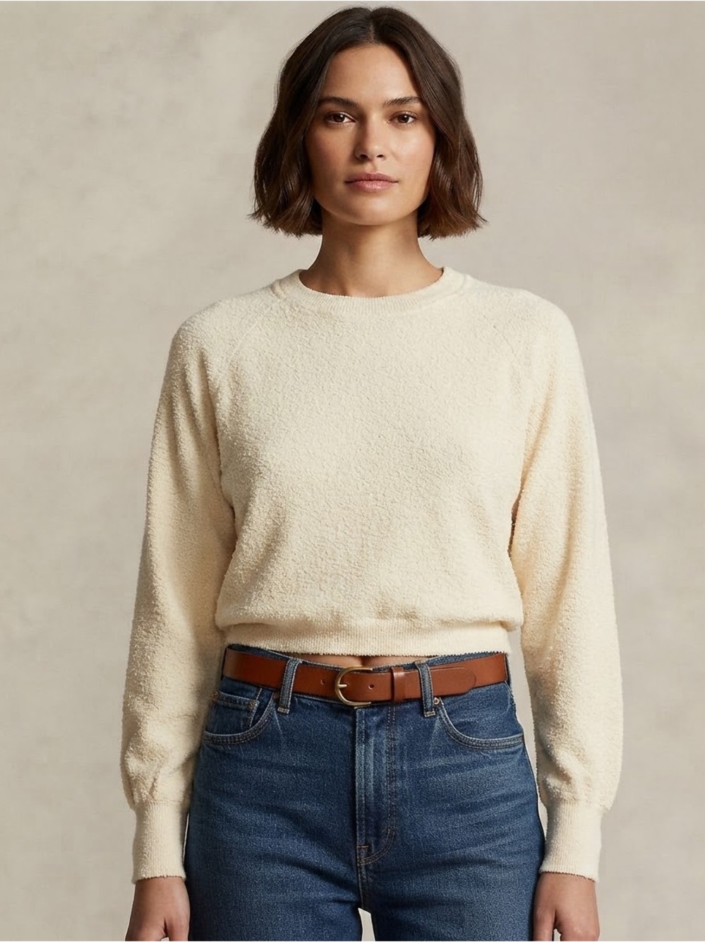Lightweight Cream Crewneck Sweater